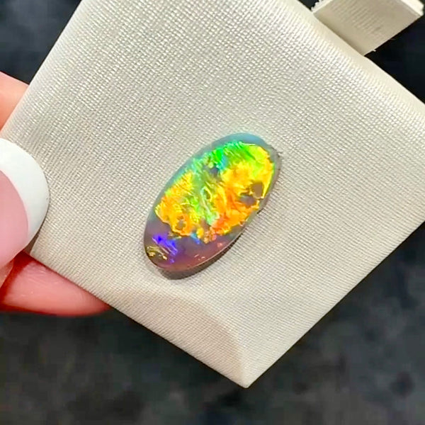 2.85ct black crystal opal 16.3x8.4x3.3MM