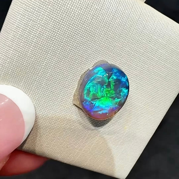 3.26ct black crystal opal 10.3x8.7x5.5MM